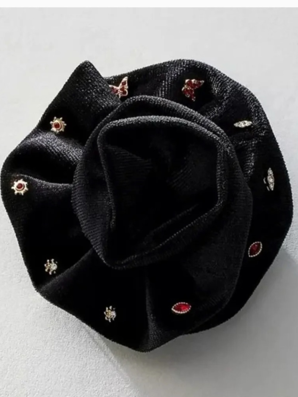 Free People Stud Earring 5 Pair Black Velvet Rosette Brooch Set NWT